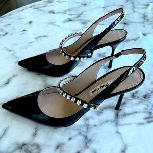 Miu Miu Patent Leather Slingback Pumps
